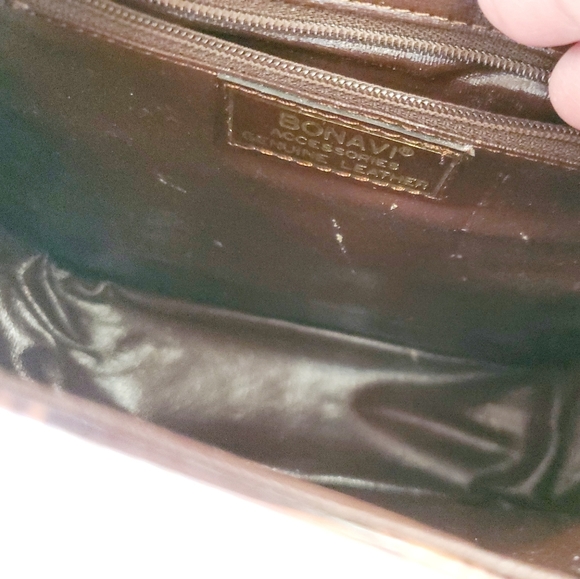 Bonavi rare brown genuine leather crossbody bag - Picture 6 of 7